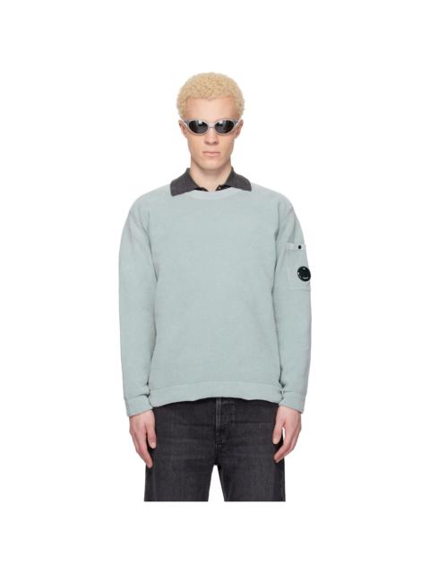 C.P. Company Blue Cotton Chenille Crewneck Lens Sweater