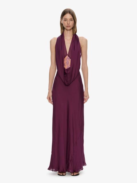 CHRISTOPHER ESBER Cesura Cowl Lace Halter Gown