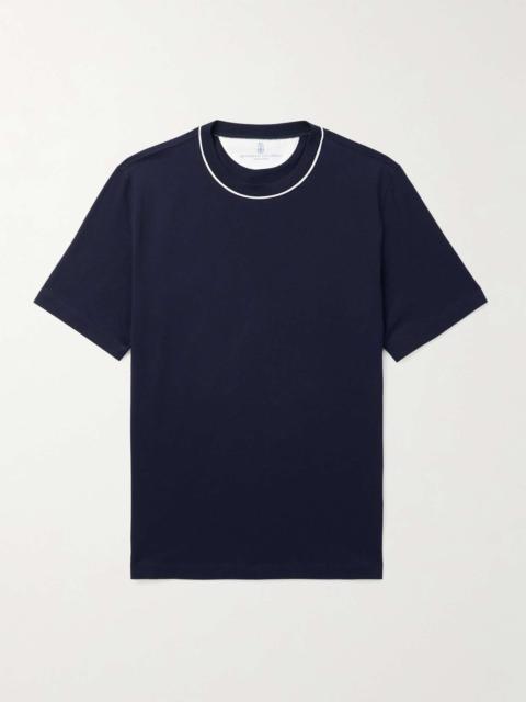 Piped Cotton-Jersey T-Shirt