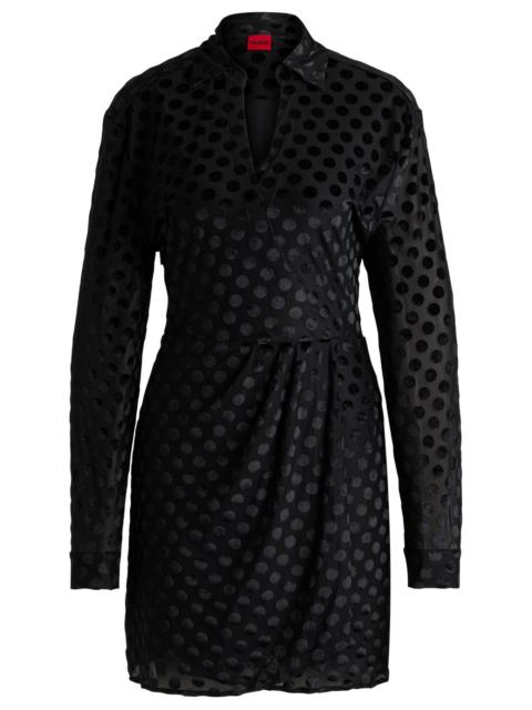 HUGO WRAP-FRONT REGULAR-FIT DRESS WITH DEVORÉ PATTERN
