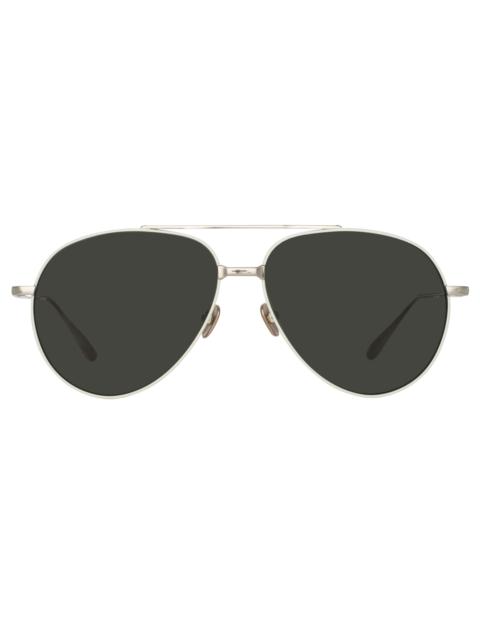 LINDA FARROW MEN'S MARCELO AVIATOR SUNGLASSES IN WHITE