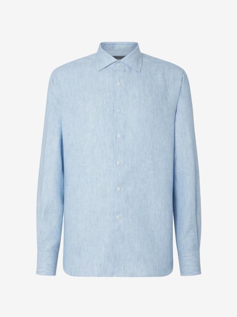 CORNELIANI Light blue pure linen shirt