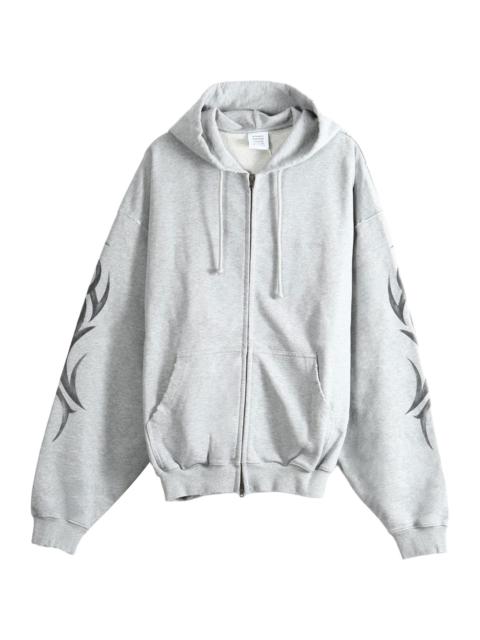 VETEMENTS Graffiti Tribal Zip-Up Hoodie "Grey Melange" MH27ZU151G