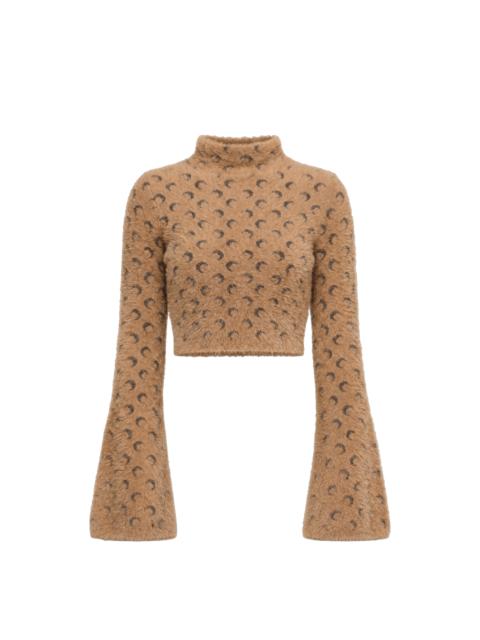 Marine Serre FLUFFY MOON JACQUARD KNIT HIGH NECK SWEATER