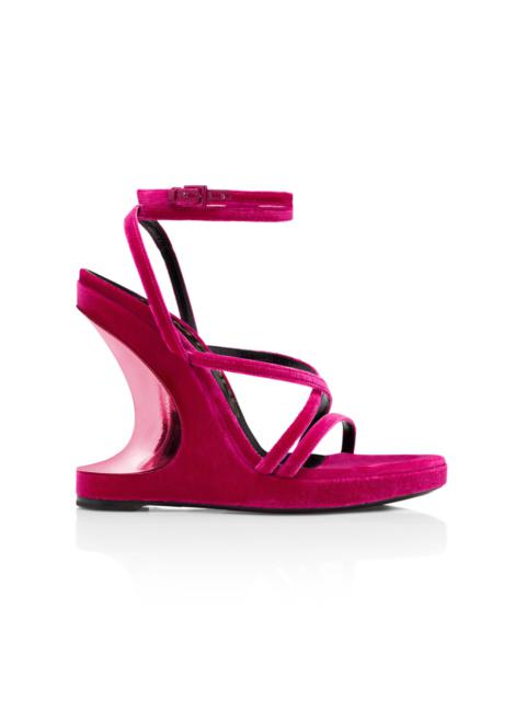 TOM FORD Wavy Wedge Velvet Sandal pink