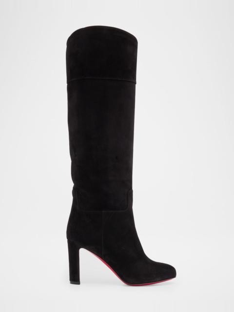 Christian Louboutin Loo Suede Red Sole Knee Boots
