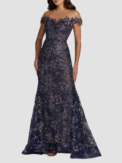 MAC DUGGAL Women's Embellished Lace Trumpet Gown - Midnight