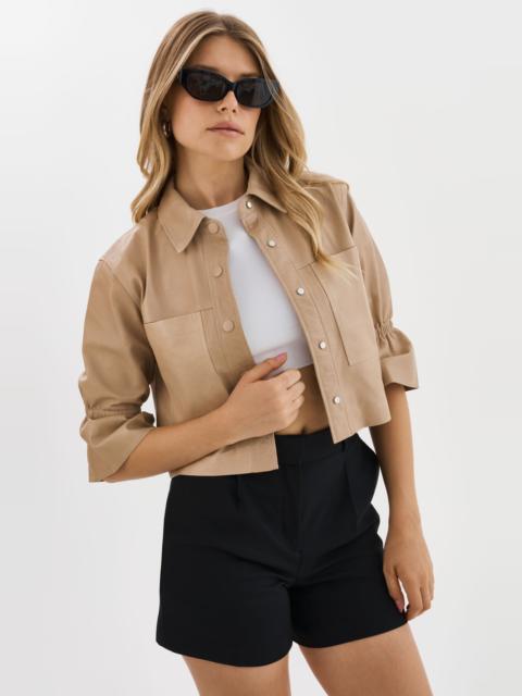LAMARQUE CAROLINA | Ruffle Sleeve Leather Jacket