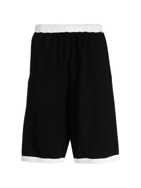 elasticated-waist cotton track shorts