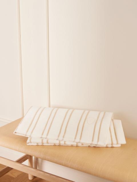 Brunello Cucinelli Embroidered striped cotton-terry beach towel Off-white