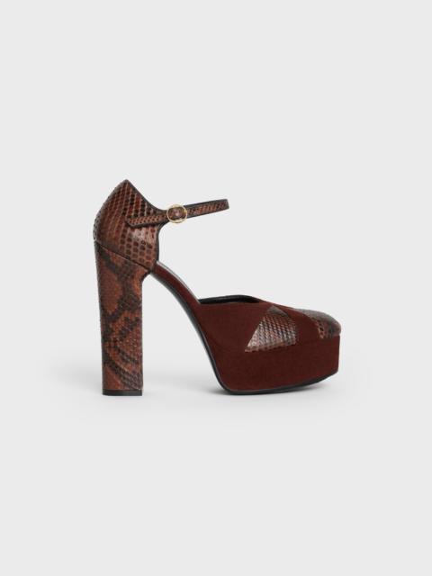 CELINE CELINE MELODY MARY JANE PUMP  IN  PYTHON & SUEDE CALFSKIN
