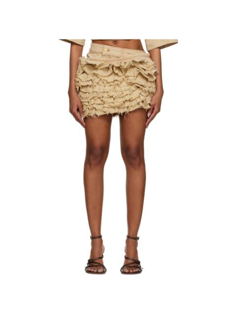 JACQUEMUS Beige Le Raphia 'Le Jupe de Nîmes Artichaut' Denim Miniskirt