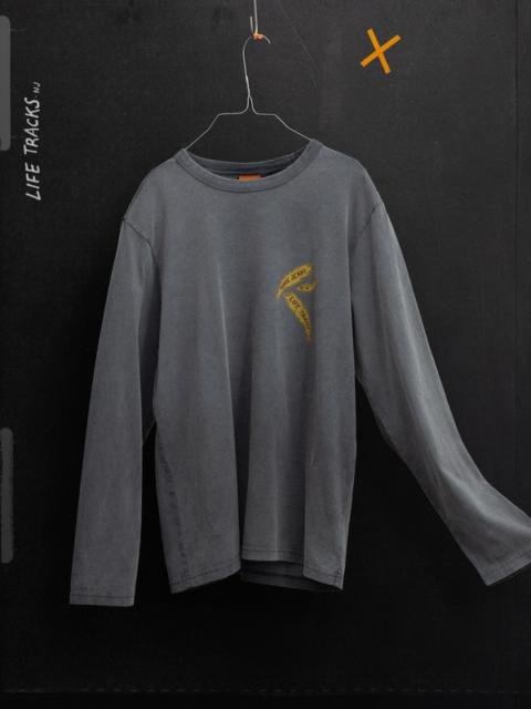 Nudie Jeans Rudi Long Sleeve T-Shirt Life Tracks II Antracite