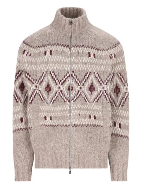 Brunello Cucinelli high-neck patterned cardigan