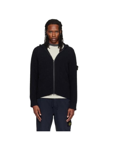 Stone Island Black 5100005 Full Rib Cotton Bouclé Hoodie