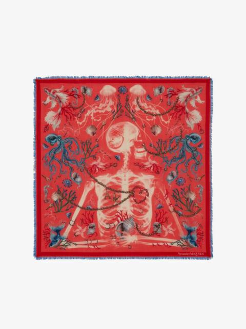 Alexander McQueen Underwater Portrait Scarf in Blue