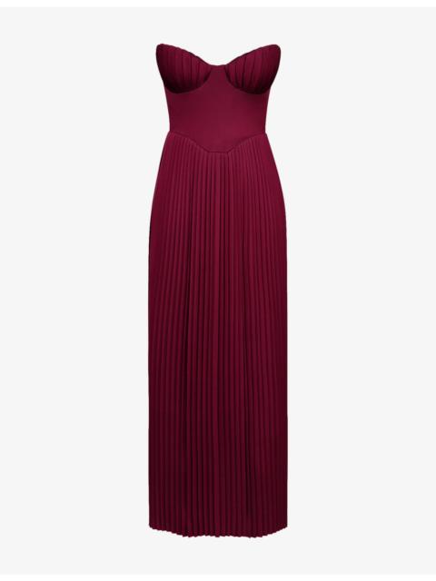 House of CB Marcella pleated woven maxi dress