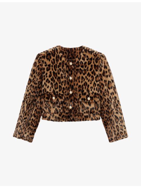 maje Leopard-Print Faux-Fur Jacket