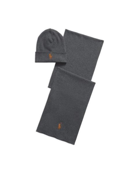 Polo Ralph Lauren embroidered-logo beanie scarf set