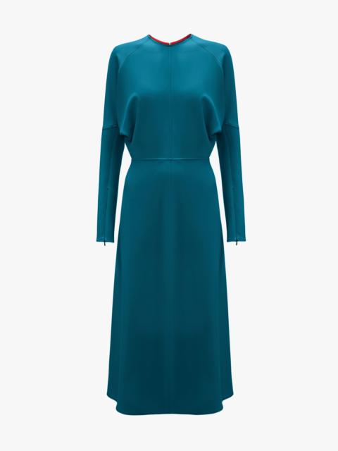 Victoria Beckham Long Sleeve Dolman Midi Dress In Petroleum