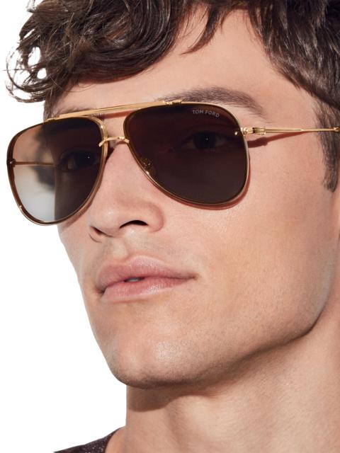 TOM FORD Men's Leon 62MM Pilot Sunglasses - Shiny Deep Brown