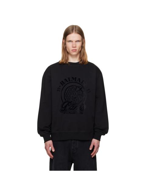 Balmain Black 'Balmain' Quilted Flock Sweatshirt