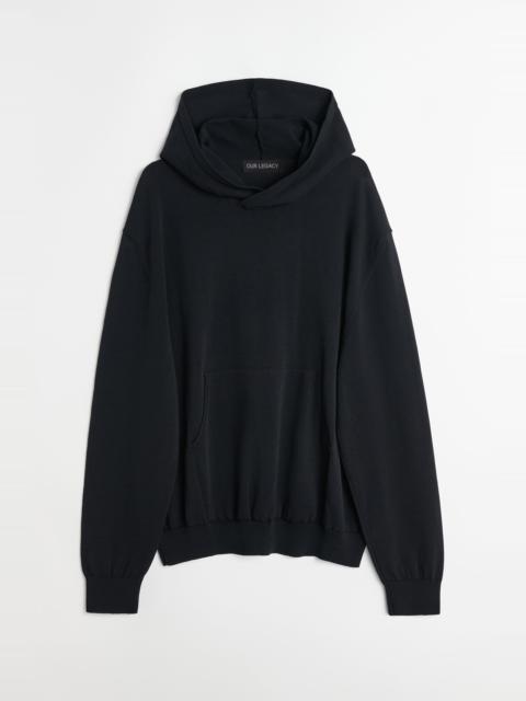 Our Legacy Knitted Hoodie Shadow Black Crispy Cotton
