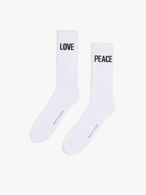 Mackintosh 2-PACK PEACE X LOVE WHITE SPORT SOCKS | ACC-SO01