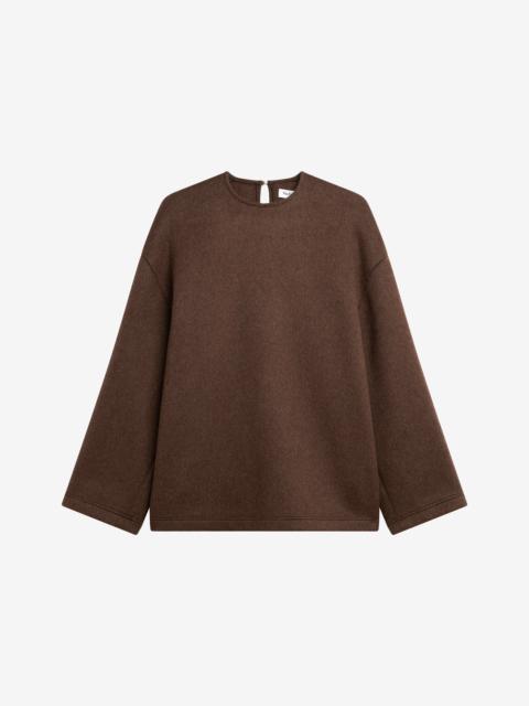 The Frankie Shop Delancey Long Sleeve Wool Top - Brown Melange