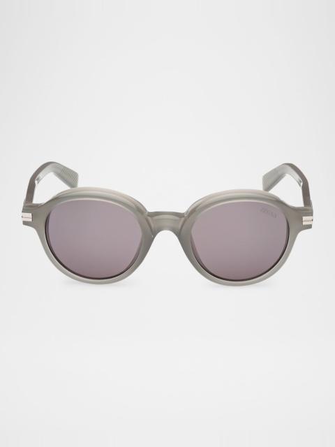 ZEGNA Men's Round Acetate Sunglasses