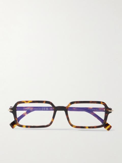 FENDI Selleria Rectangle-frame Tortoiseshell Acetate Optical Glasses