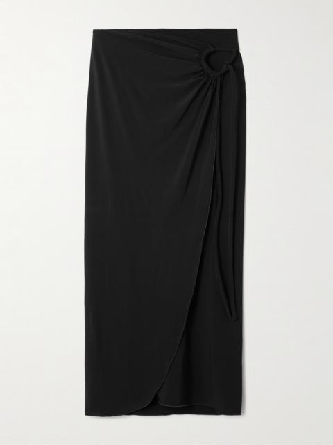 Max Mara Gathered Jersey Wrap-effect Maxi Skirt