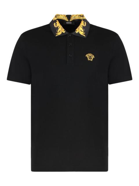 VERSACE patterned-collar Medusa polo shirt