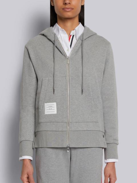 Light Grey Classic Loopback Cotton Center Back Stripe Zip-up Hoodie