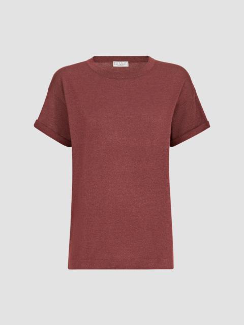 Brunello Cucinelli Women's Sparkling Cashmere and Silk Lightweight Knit T-Shirt - Ruby