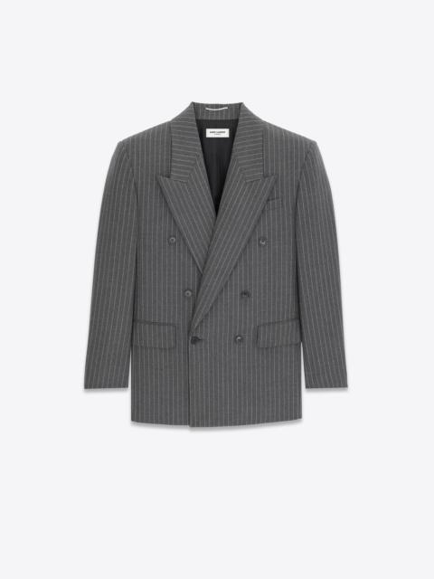 SAINT LAURENT oversized jacket in striped wool flannel
