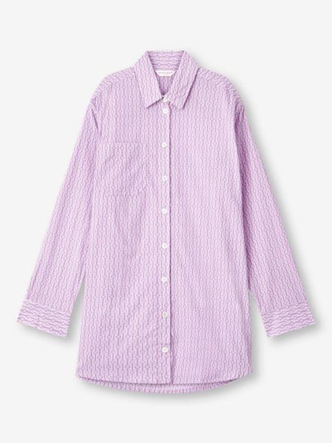 Derek Rose Women's Nightshirt Cotton Batiste Lilac Rope Print