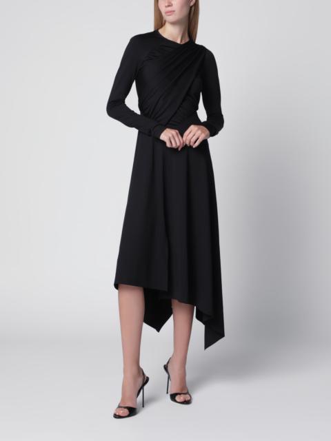 Victoria Beckham Asymmetric Draped Dress in Black Stretch Fabric