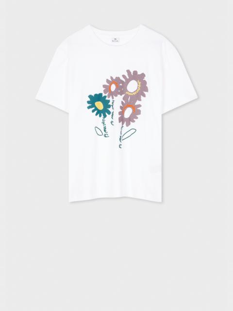 Paul Smith Women's White Organic Cotton Floral Logo T-Shirt