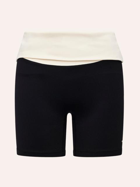P.E NATION FOLD OVER 5" BIKE SHORT IN BLACK & WHISPER WHITE