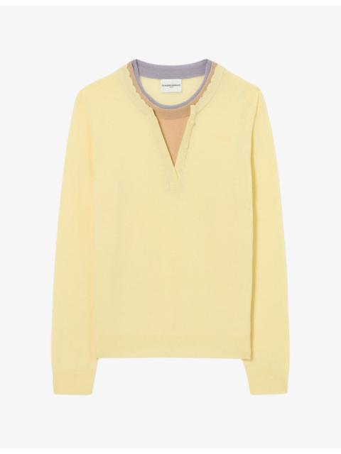 Claudie Pierlot Layered Round-Neck Wool Jumper