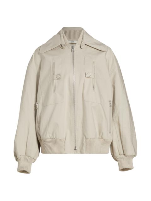 CO Women's Gathered tton Bomber Jacket - Beige