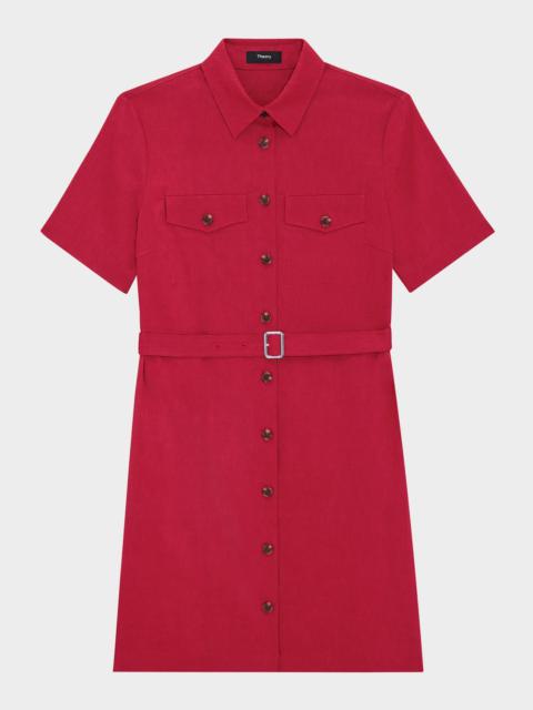 Theory Crunch Linen Military Shirtdress