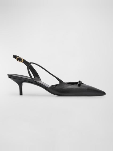 Stuart Weitzman Tully Leather Bow Slingback Pumps