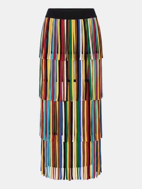 SIMONMILLER Za Za Knit Fringe Skirt In Primary Stripe