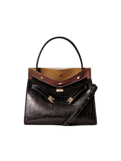 TORY BURCH small Lee Radziwill embossed double bag
