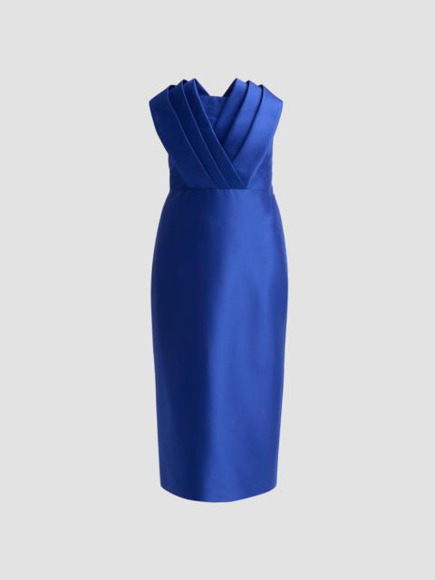 BADGLEY MISCHKA Women's Pleated Satin Cocktail Dress - Cobalt