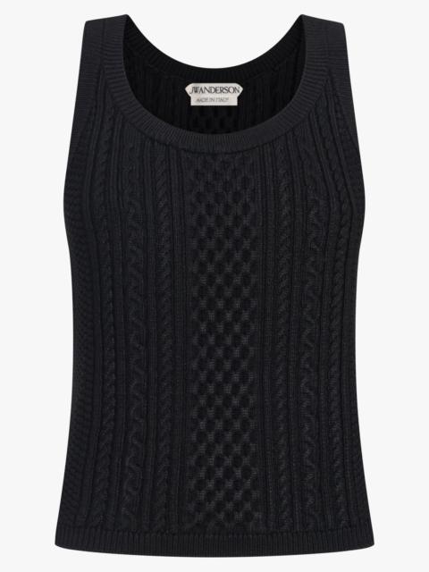 JW Anderson CABLE CAMI SINGLET TOP | BLACK