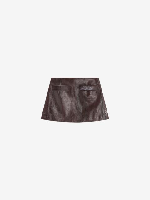 The Frankie Shop Rory Croc Leather Mini Skirt - Dark Brown