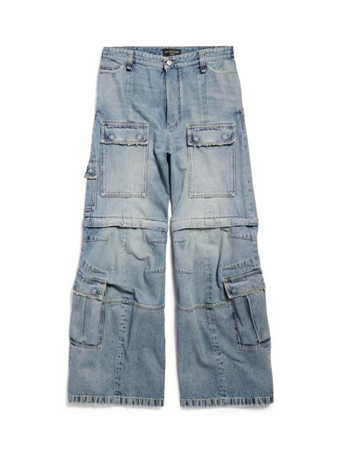 BALENCIAGA Women's Flared Cargo Pants in Blue